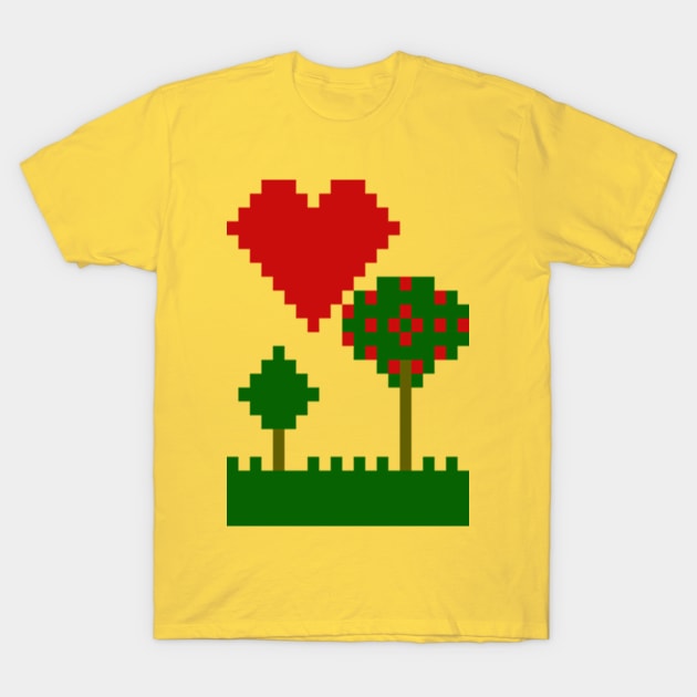 Hearts and Trees Nature Pixels T-Shirt by TeachUrb